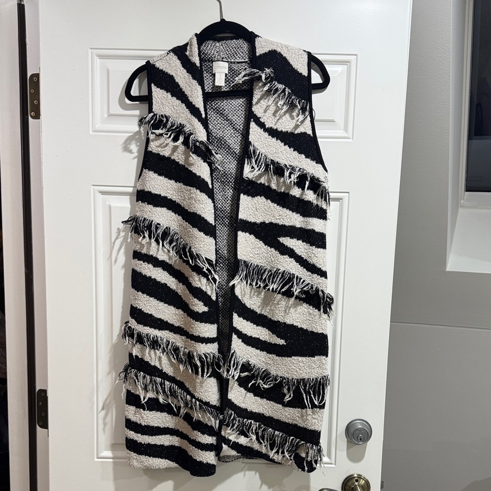 Chico's Black and White Knit Vest